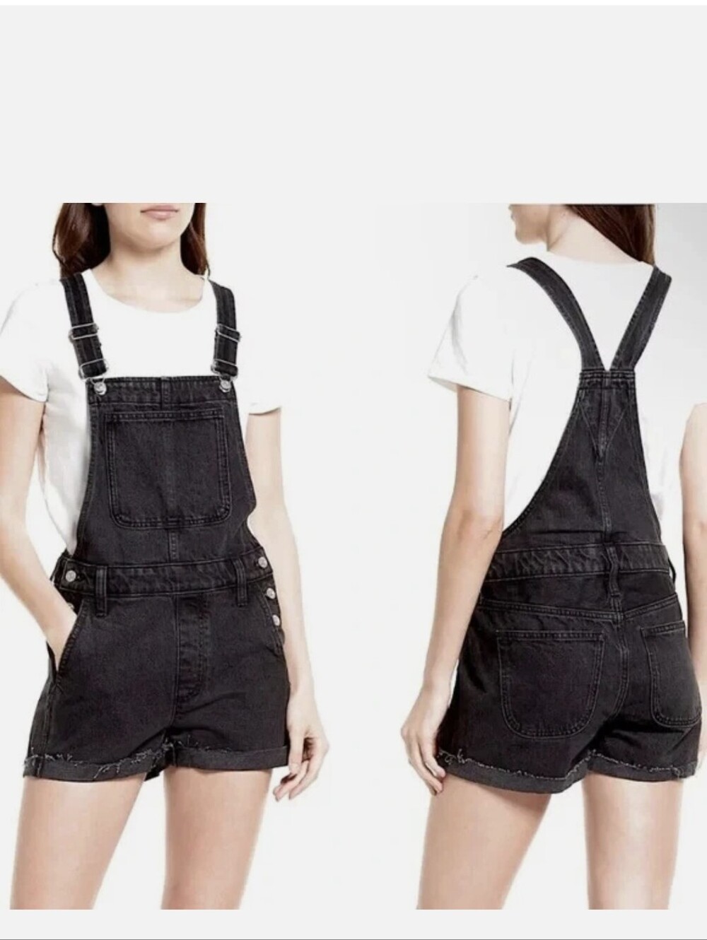 Madewell Black Denim Short Overalls Sz.S